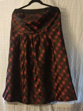 Eloquii Black Strapless A-Line Dress with Red Floral Motif